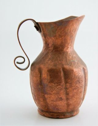 Small Vintage Hand Hammered Copper Pitcher Taxco Mexico Crafted 2