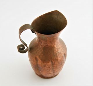 Small Vintage Hand Hammered Copper Pitcher Taxco Mexico Crafted 3