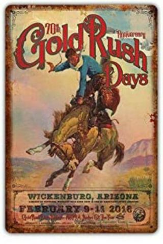Western Cowboy Rodeo Horse Bulls Saddle Bucking Vintage Metal Tin Sign 8 X 12