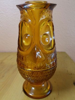 Vintage Viking Amber Glass Owl Fairy Lamp