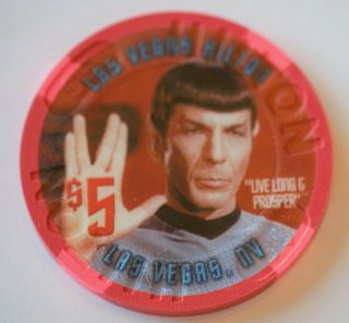 Star Trek Mr.  Spock $5 Casino Chip Las Vegas Hilton 2003 Ltd 1000