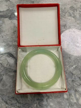 Vintage Art Deco Chinese Peking Glass Jade Bangle Boxed Celadon