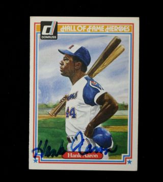 Vintage Hank Aaron Autographed Hand Signed 1983 Donruss Hall Of Fame Heroes