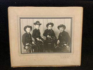 1950 Studio Photograph 4 Youngs Friends Full Hopalong Cassidy Cowboy Outfits