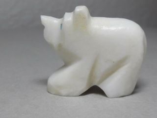 Zuni Fetish F - 851 White Marble Bear By Kelly Lemontino