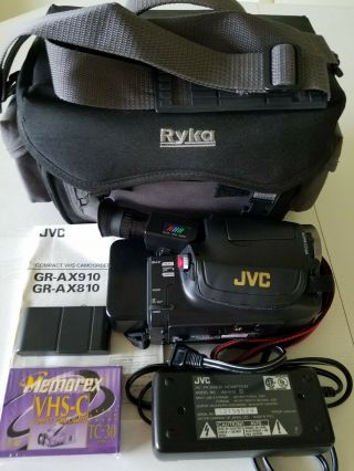 Vintage Jvc Compact Vhs Camcorder Gr - Ax910u 28x 5 Head Digital Signal Bundle