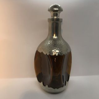 Vintage Royal Holland Daalderop Amber Glass Pewter Decanter Bottle W/stopper