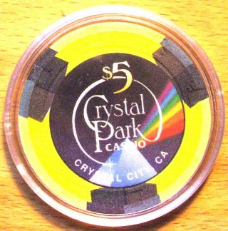 (4) $5.  Crystal Park Casino Chip - Crystal City,  California - 1996