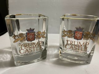 2 Vintage Trump Castle Hotel And Casino Atlantic City Rocks Whiskey Glasses 8oz
