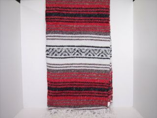 Authentic Red Mexican Falsa Blanket Yoga Mat Blanket 74 " X 50 "
