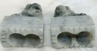 SOAPSTONE CARVED FU FOO DOGS CHINESE GUARDIAN LION STATUES FIGURES SMALL GRAY 3