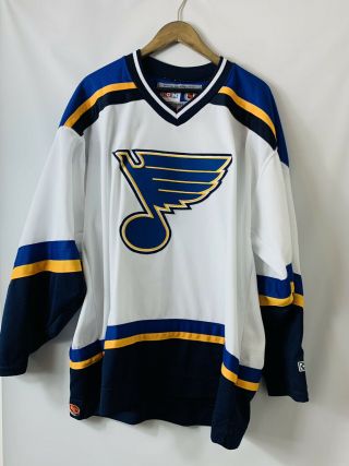 Men’s Vintage St Louis Blues Ccm Jersey Hockey Nhl White Away Air Knit Size Xl