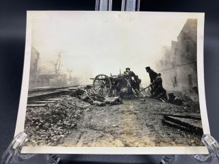 1932 Photograph Shanghai War Battle Soldiers Artillery At Railroad Tracks