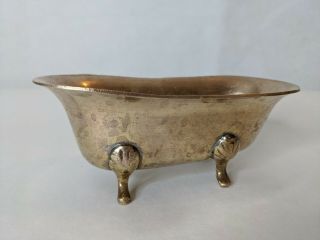 Vintage Brass Claw Foot Bathtub Soap Dish Hand Made In India 5.  5 " X2 "