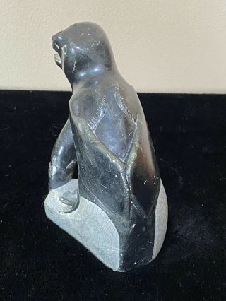 Canadian Eskimo Art Carved Stone Inuit Fish Bird Figure Sculpture Signed 2