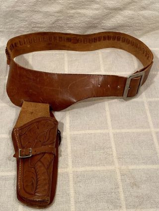 Vintage Jc Higgins 742 Western Cowboy Gun Holster & Belt North And Judd Buckle