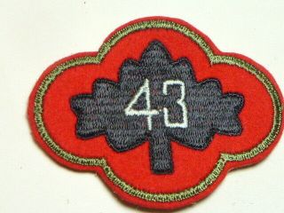 A Pre Ww 2 U S Army 43rd Division Embroidered Felt Cheese Cloth Back Patch