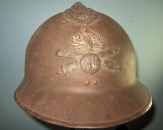 French Adrian M26 Helmet Ww2 Artillery Badge Casque Stahlhelm Casco Elmo 胄 шлем