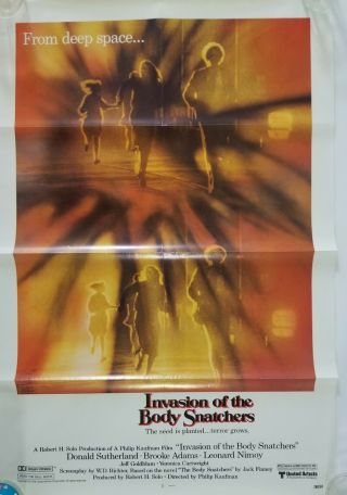 Vintage 1978 Invasion Of The Body Snatchers One Sheet Movie Poster Horror