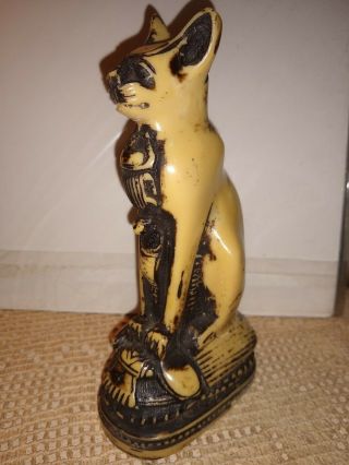 Egyptian Cat Vintage Signed Statue Figurine Collectible
