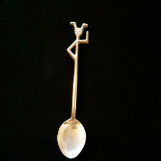 Navajo Native American Sterling Silver 925 Figure Tea Sugar Spoon Signed Mb