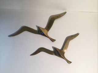 Vintage Brass Flying Seagulls Wall Hanging