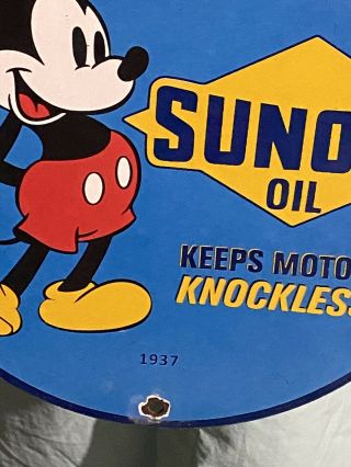 SUNOCO Keeps Motors Knockless Vintage Porcelain Gas Oil Sign 2