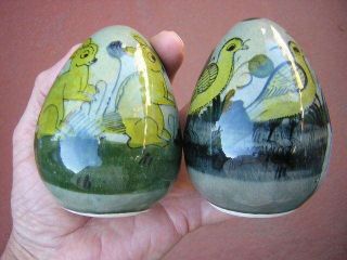 Mexico 2 Ken Edwards Tonala 3 3/4 " Eggs Quail Bird & Animals Mexican Art Pottery