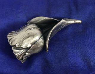 Candle Snuffer Tulip Flower Leaves Stem Pewter Hand Crafted 2 7/8” Art Nouveau