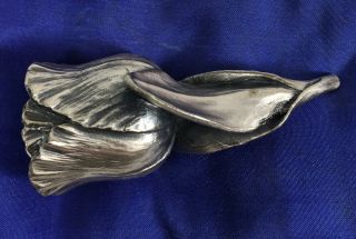 Candle Snuffer Tulip Flower Leaves Stem Pewter Hand Crafted 2 7/8” Art Nouveau 3