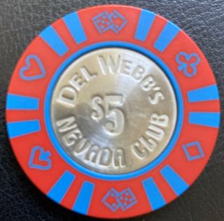 Old 1978 Del Webb’s Nevada Club Casino Reno $5 Chip Die4suit Gaming Poker Token