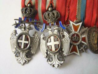 Serbia Royal Early RIBBON - BAR 11 order,  medal,  Romania 2 White Eagle Order 2