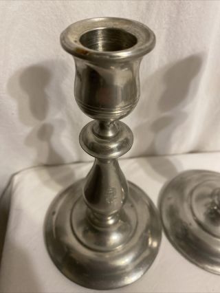 Matching Pair Kirk Steiff Pewter Candle Holder weighted candlestick 8 