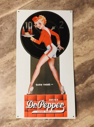 Dr.  Pepper Car Hop Server Girl Vintage Soda Pop Sign