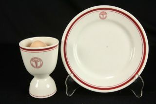 Us Army Medical Department Egg Cup & Plate 1937 Pre - Wwii Restaurant China