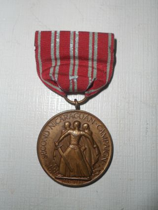 Us Navy 2nd Nicaraguan Campaign Medal,  Numbered,  Split - Broach,
