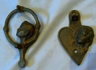 Vintage Cast Iron Metal Victorian Style Kissing Couple Door Knocker 3