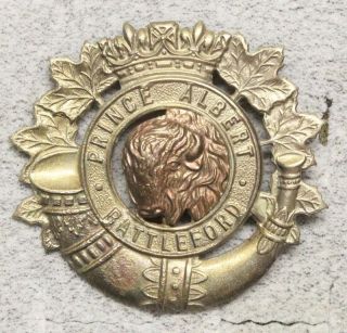 Canadian Army Badge: Prince Albert & Battleford Volunteers - White Metal