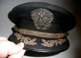 Wwii Or Older Us Navy Officers Visor Hat,  Captain Or Commander Grade Line Office