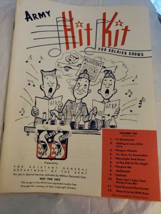 Vintage Us Army Hit Kit Song Book For Soldier Shows Vol 8 Viii Sheet Music