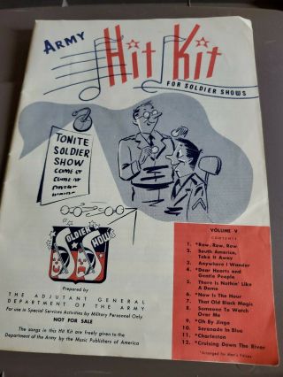 Vintage Us Army Hit Kit Song Book For Soldier Shows Vol 5 V Sheet Music 1939