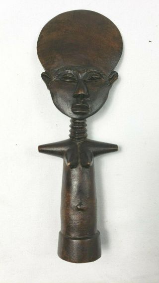 9.  5 In Tall Hand Carved Female Woman African Tribal Wooden Statue Figurine