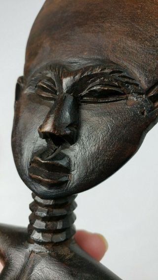 9.  5 In Tall Hand Carved Female Woman African Tribal Wooden Statue Figurine 3