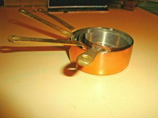 Vintage 4 Copper Measuring Cups Set