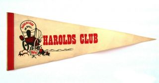 Ca 1960s Harolds Club Casino Reno Nevada Vintage Felt Pennant Or Bust Oxen Wagon