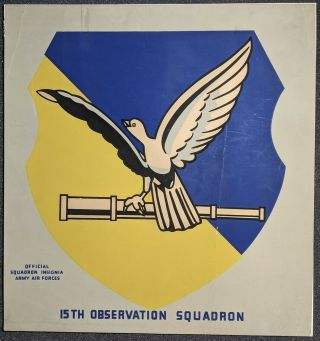 Vintage World War 2 Buy Us War Stamps 15th Observation Squadron Army Poster