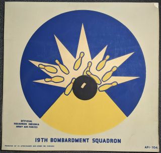 Vintage World War 2 Buy Us War Stamps 19th Bombardment Squadron Army Poster