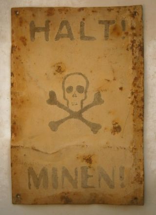 Ww2 German Sign Stop Attention Mines Wwii Skull Bones Germany Minen Crossbones