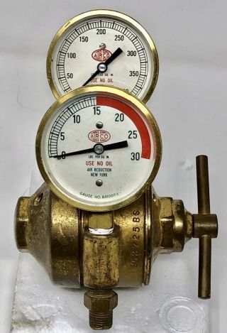 Vintage Airco Brass Nitrogen Oxygen Regulator Gauge Set 8410003 & 8410007
