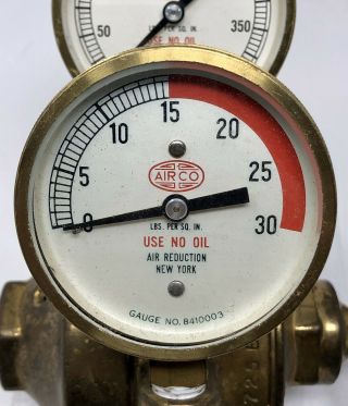 Vintage Airco Brass Nitrogen Oxygen Regulator Gauge Set 8410003 & 8410007 2